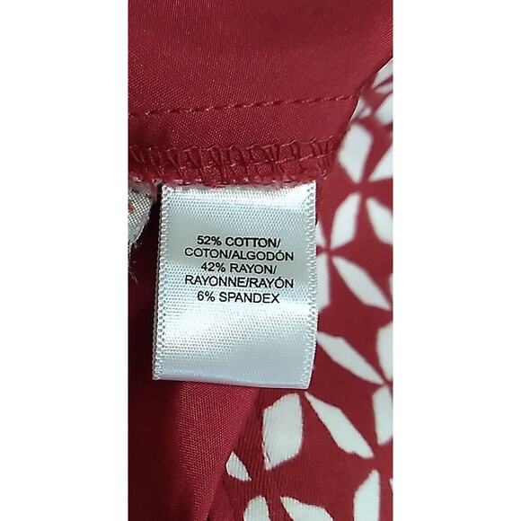 Ann Taylor Size 4 Marisa Red White Loft Pants Geometric Skinny Crop Pockets - Picture 10 of 13